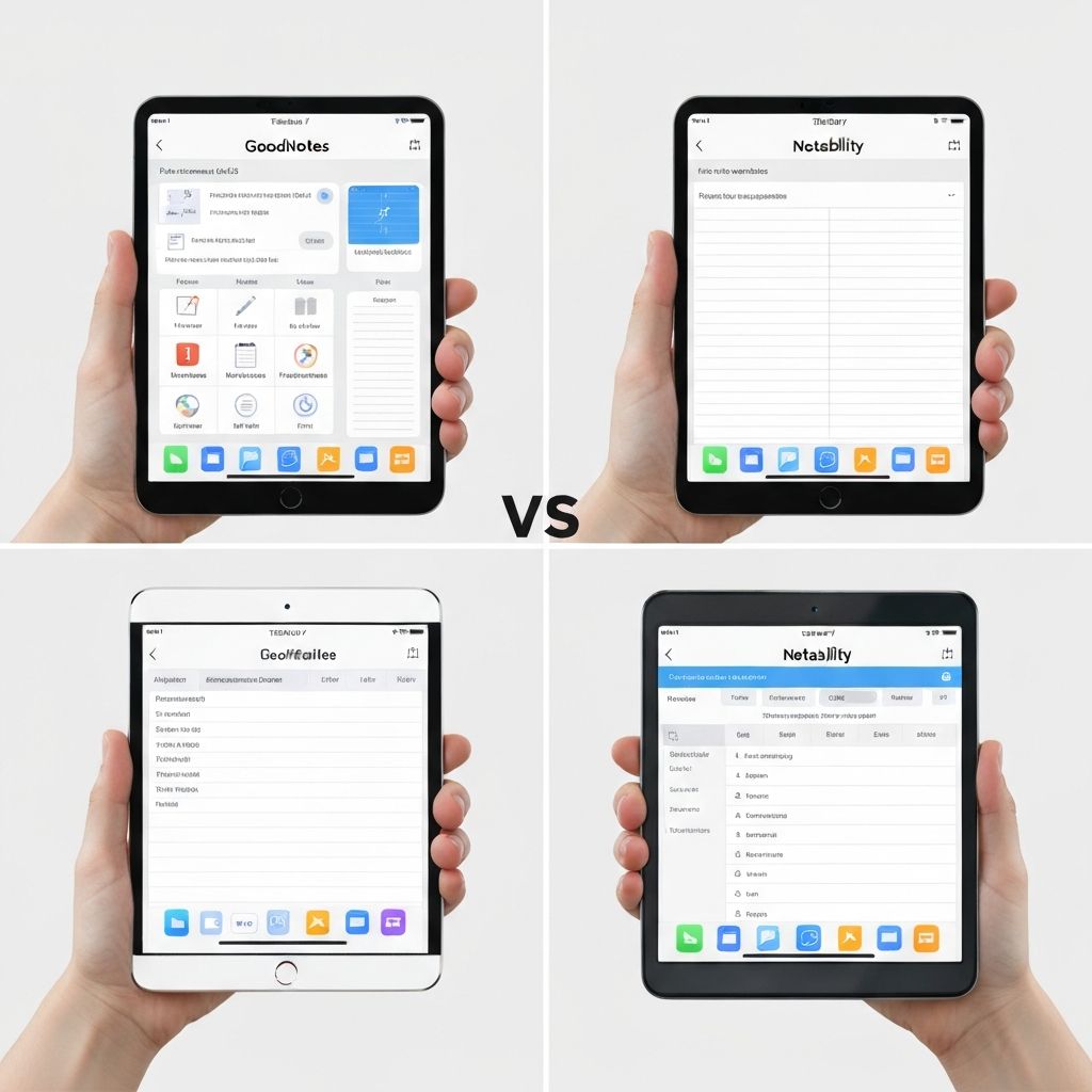 iPad showing multiple digital planning apps side by side for comparison